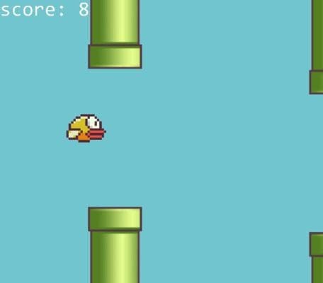 Screenshot of a flappy bird clone